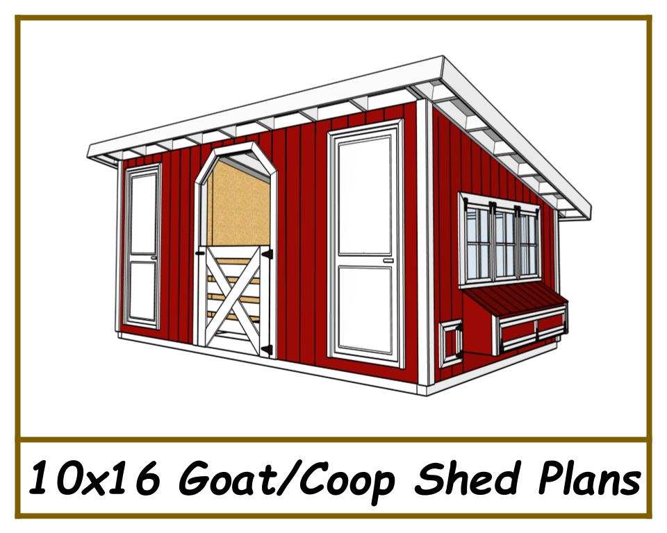 10x16 Chicken & Goat Shed Plans-TriCityShedPlans
