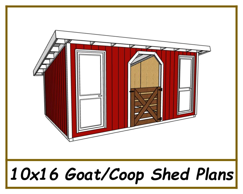 10x16 Chicken & Goat Shed Plans-TriCityShedPlans