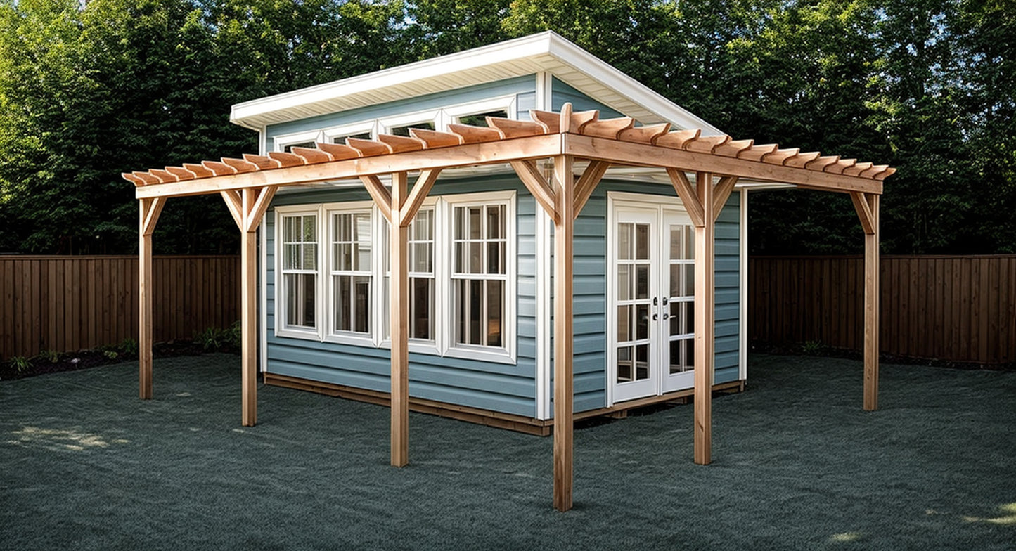 Guest House Plans w/ Pergola 12x16 - PDF Download