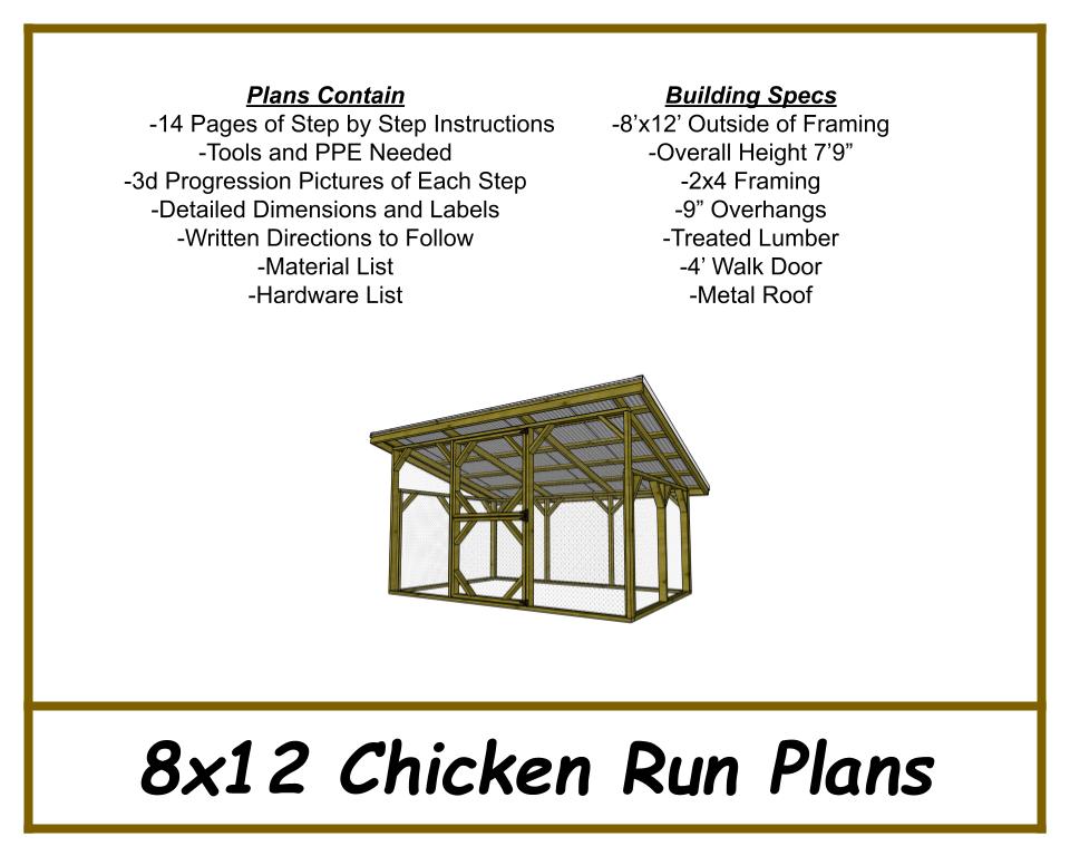 8x12 Chicken Run Plans-TriCityShedPlans
