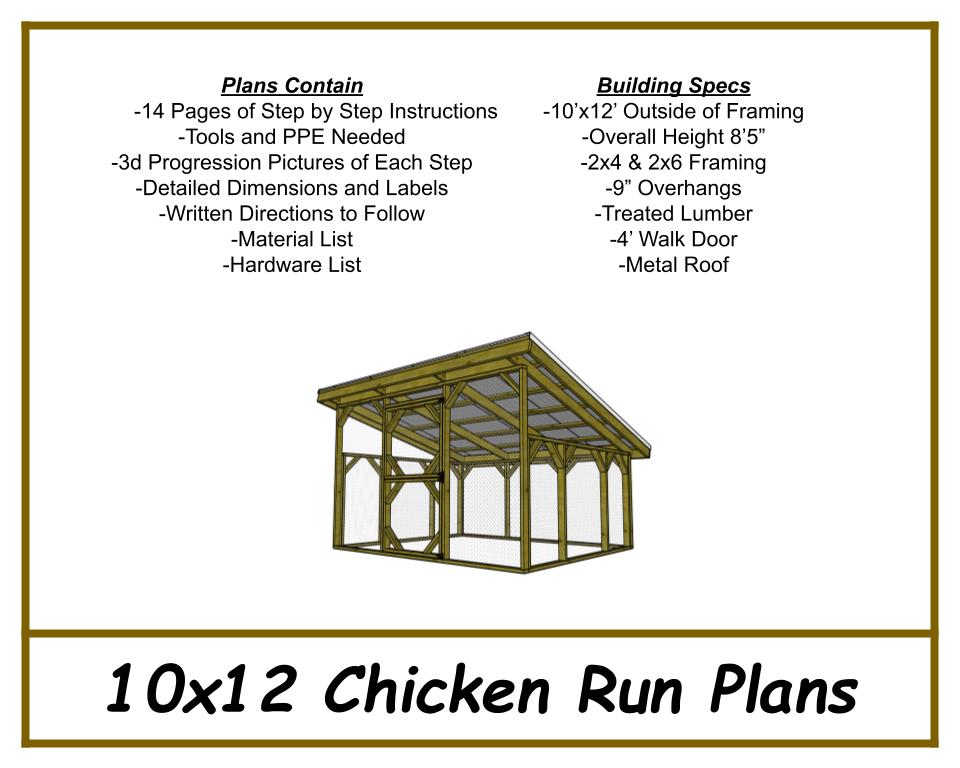10x12 Chicken Run Plans-TriCityShedPlans