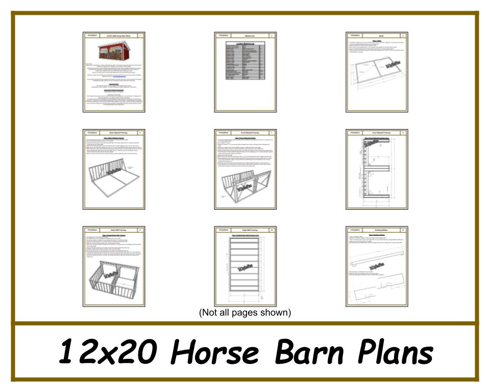 12x20 Horse Barn Plans - 2 Stall-TriCityShedPlans