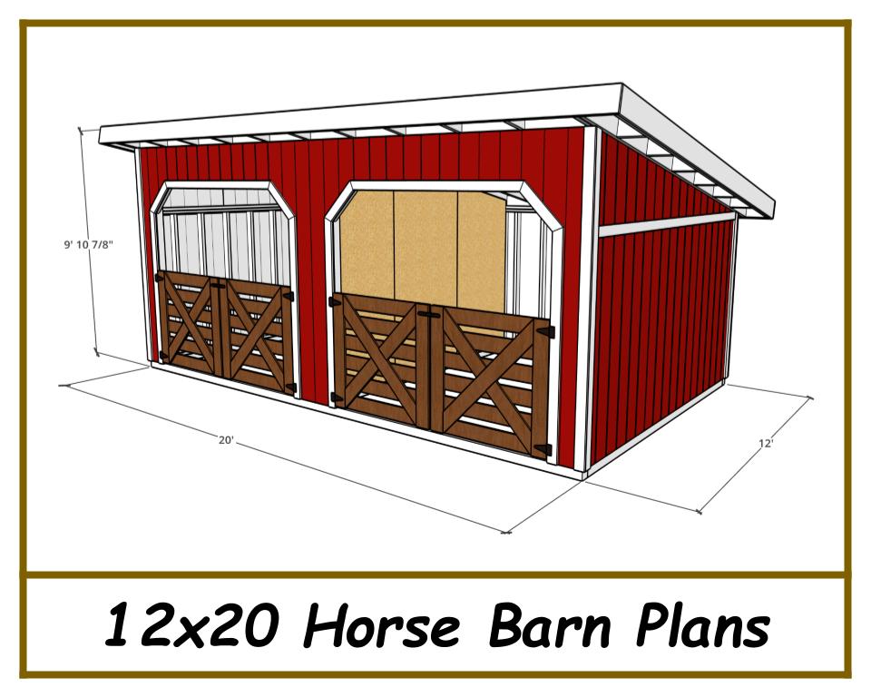 12x20 Horse Barn Plans - 2 Stall-TriCityShedPlans