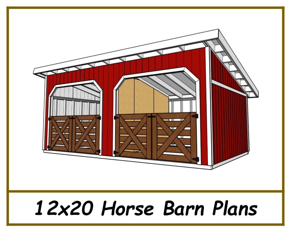 12x20 Horse Barn Plans - 2 Stall-TriCityShedPlans
