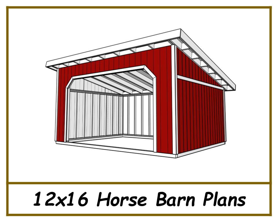 12x16 Horse Barn Plans - 1 Stall-TriCityShedPlans