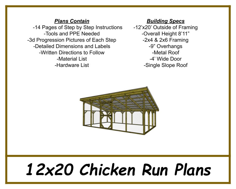 12x20 Chicken Run Plans-TriCityShedPlans