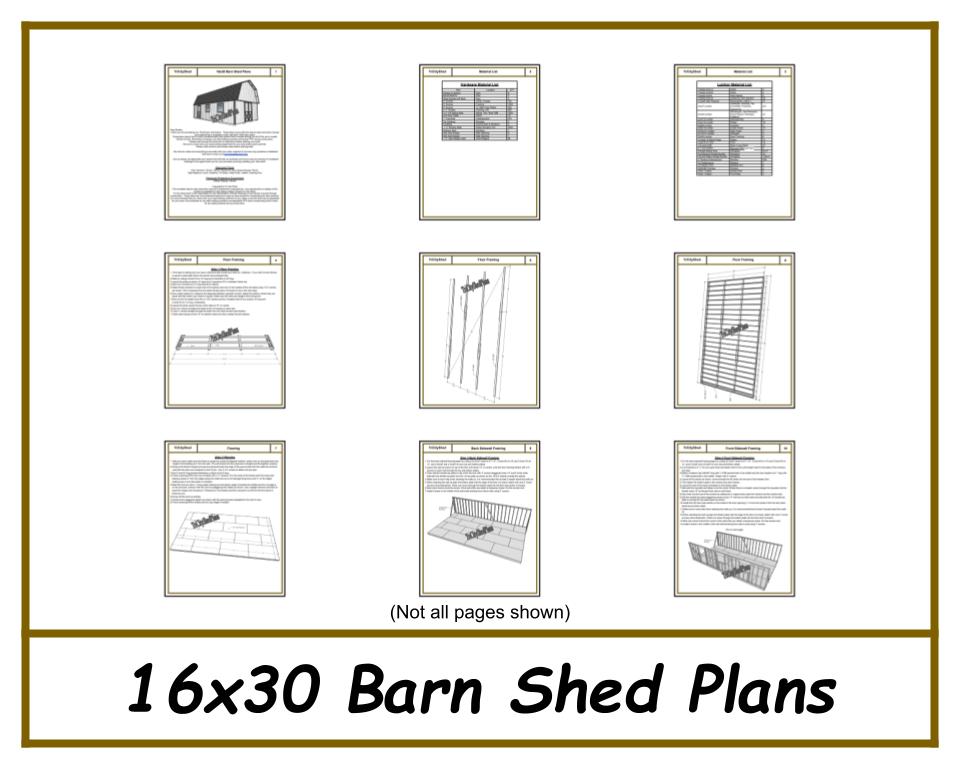 16x30 Barn Shed Plans-TriCityShedPlans