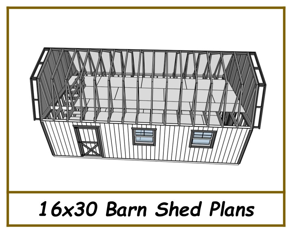 16x30 Barn Shed Plans-TriCityShedPlans