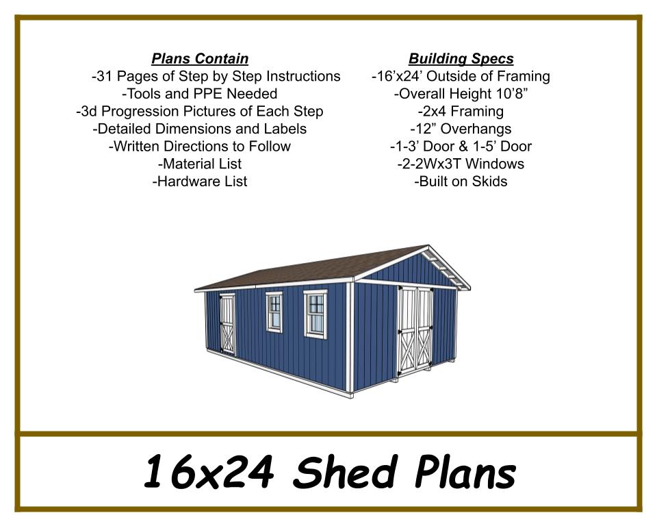 16x24 Shed Plans-TriCityShedPlans
