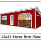 12x32 Horse Barn Plans - 2 Stalls with Storage
