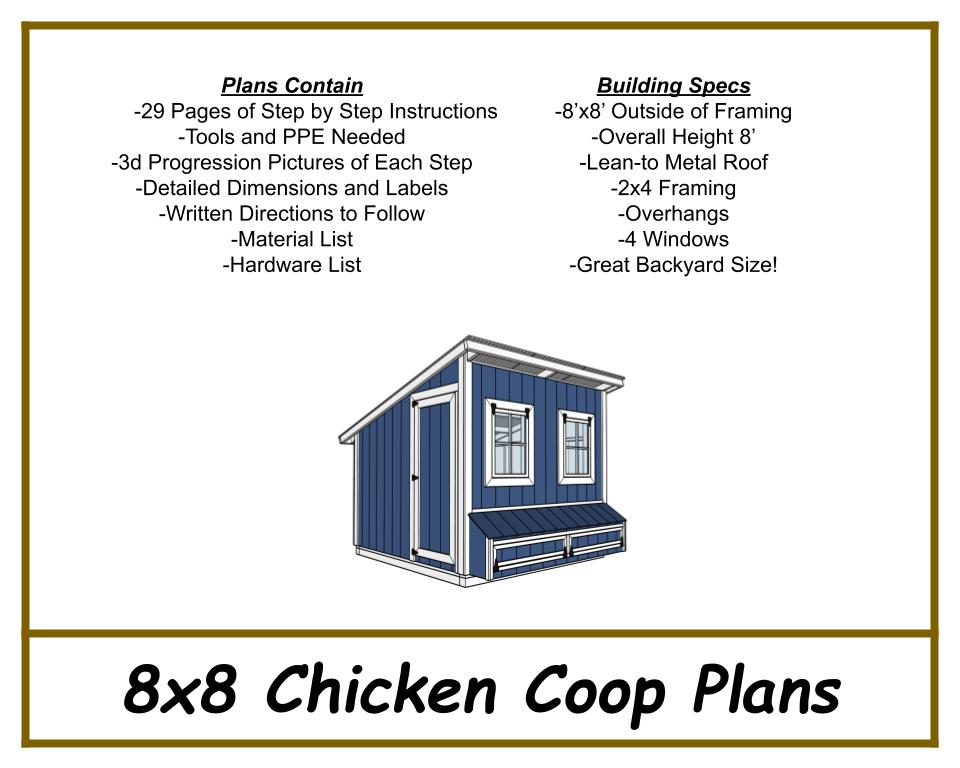 8x8 Chicken Coop Plans-TriCityShedPlans