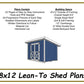 8x12 Lean-To Shed-TriCityShedPlans