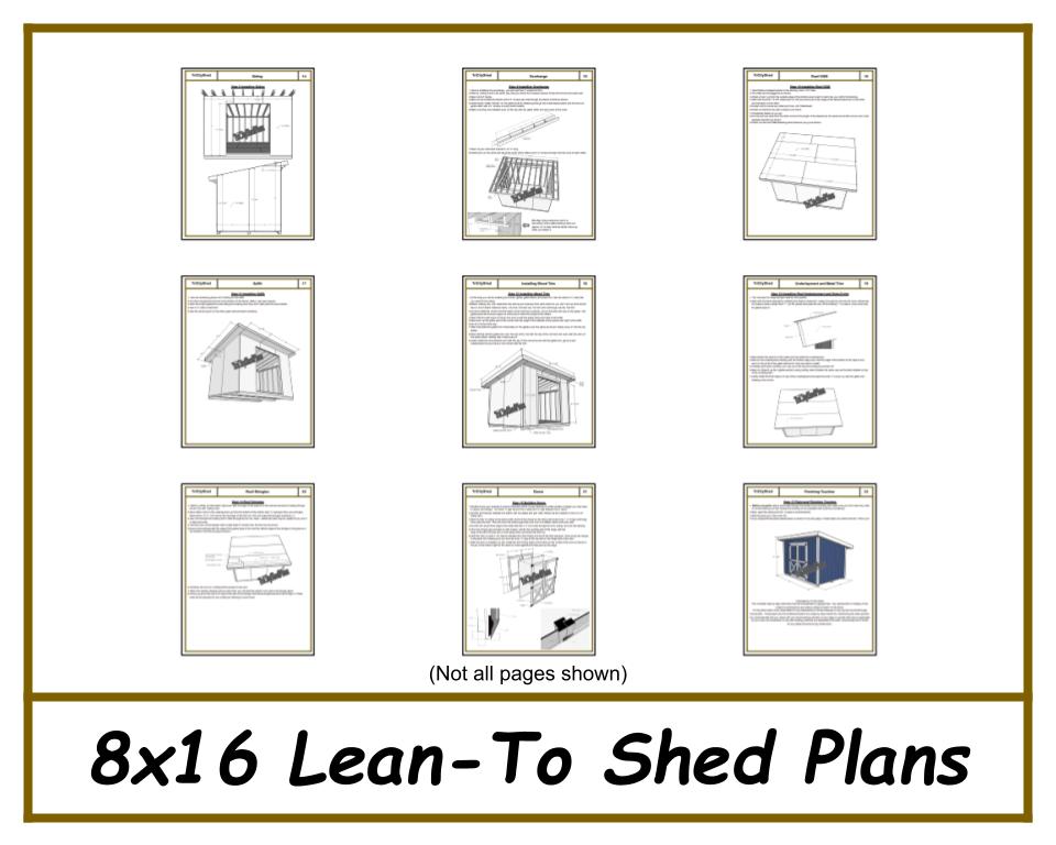 8x16 Lean-To Shed-TriCityShedPlans