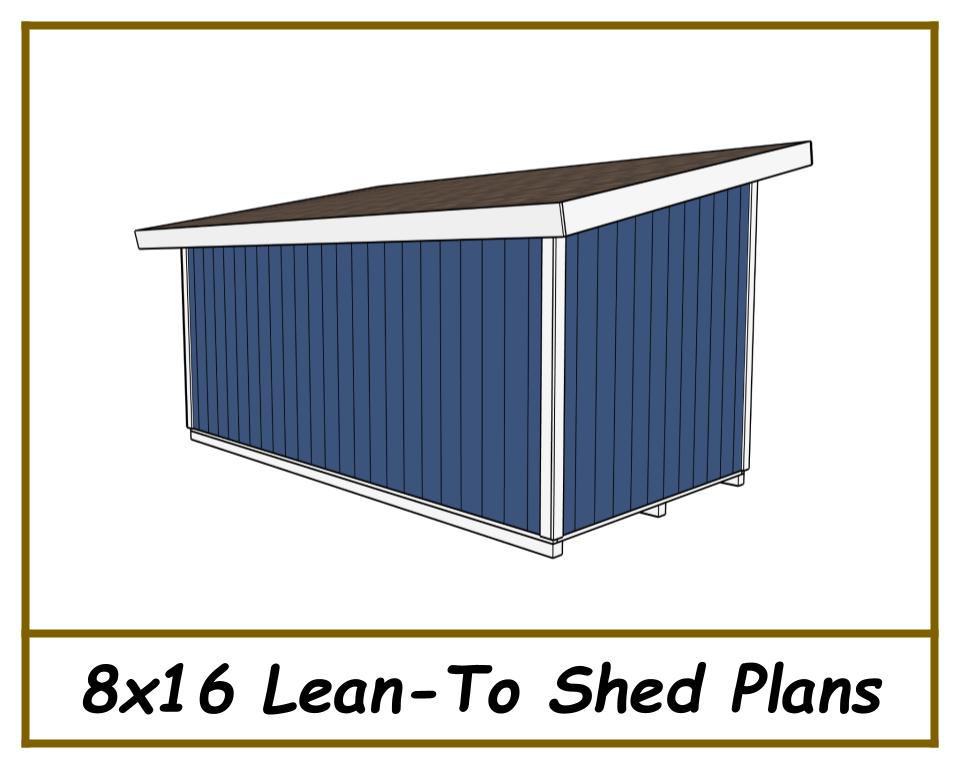 8x16 Lean-To Shed-TriCityShedPlans