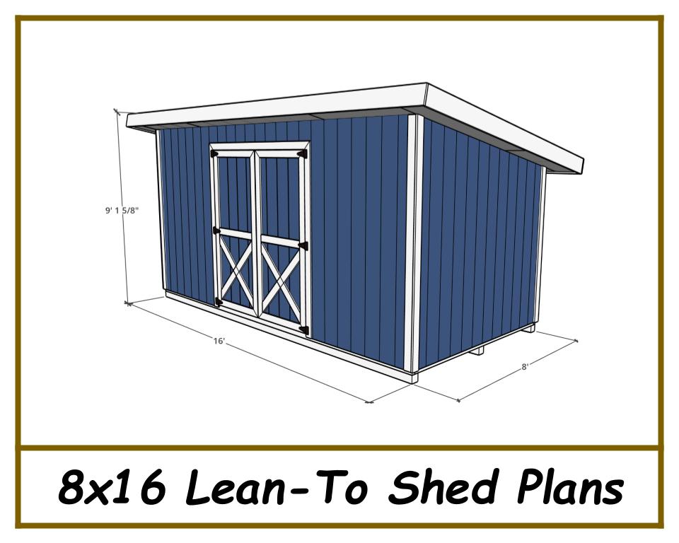 8x16 Lean-To Shed-TriCityShedPlans