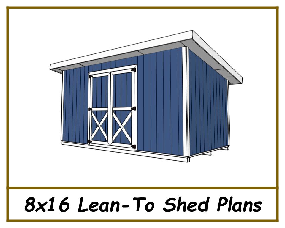 8x16 Lean-To Shed-TriCityShedPlans