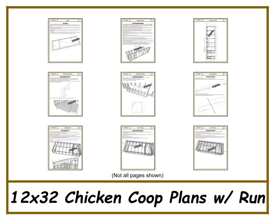 12x32 Chicken Coop Plans with Run-TriCityShedPlans