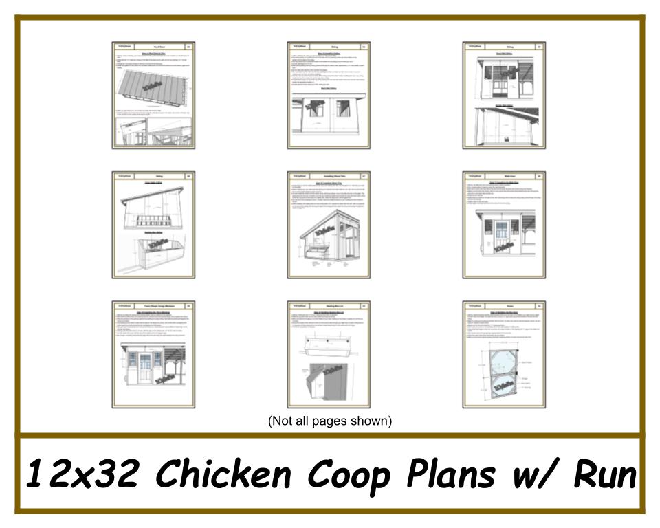 12x32 Chicken Coop Plans with Run-TriCityShedPlans