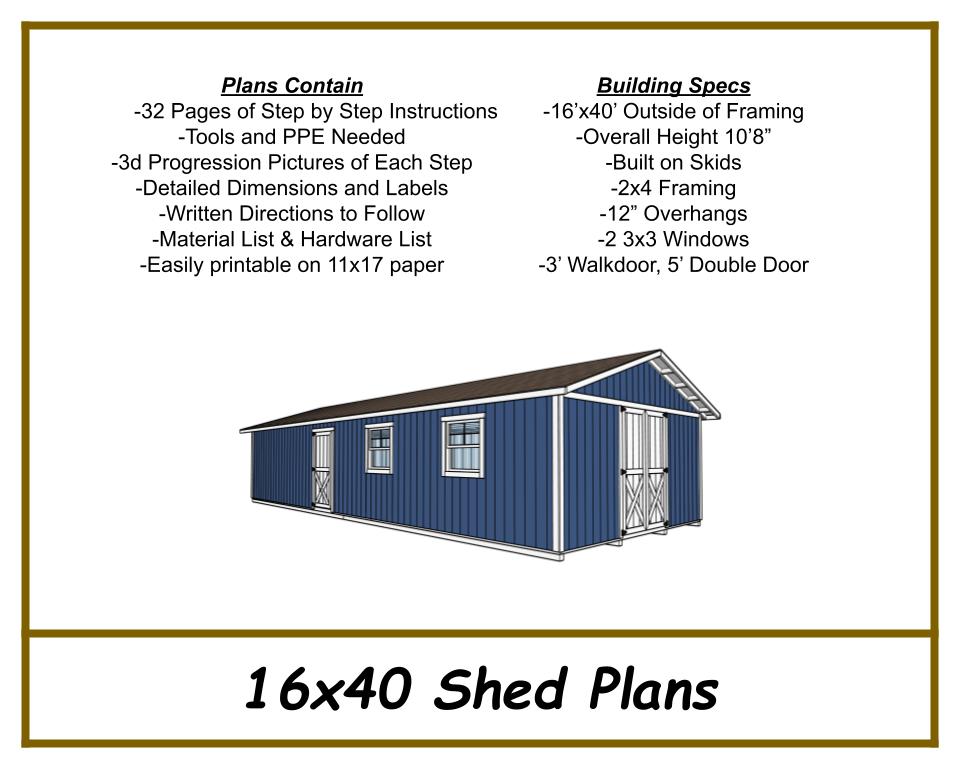 16x40 Shed Plans-TriCityShedPlans