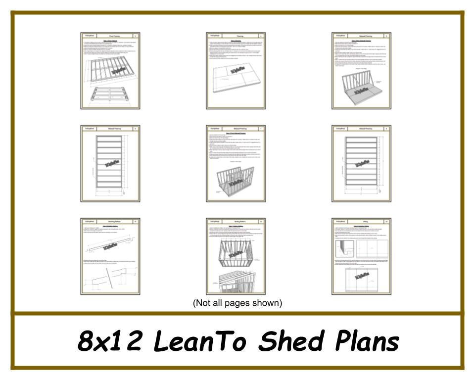 Lean-To Shed Plans 8x12 w/ End wall Doors-TriCityShedPlans