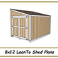 Lean-To Shed Plans 8x12 w/ End wall Doors-TriCityShedPlans