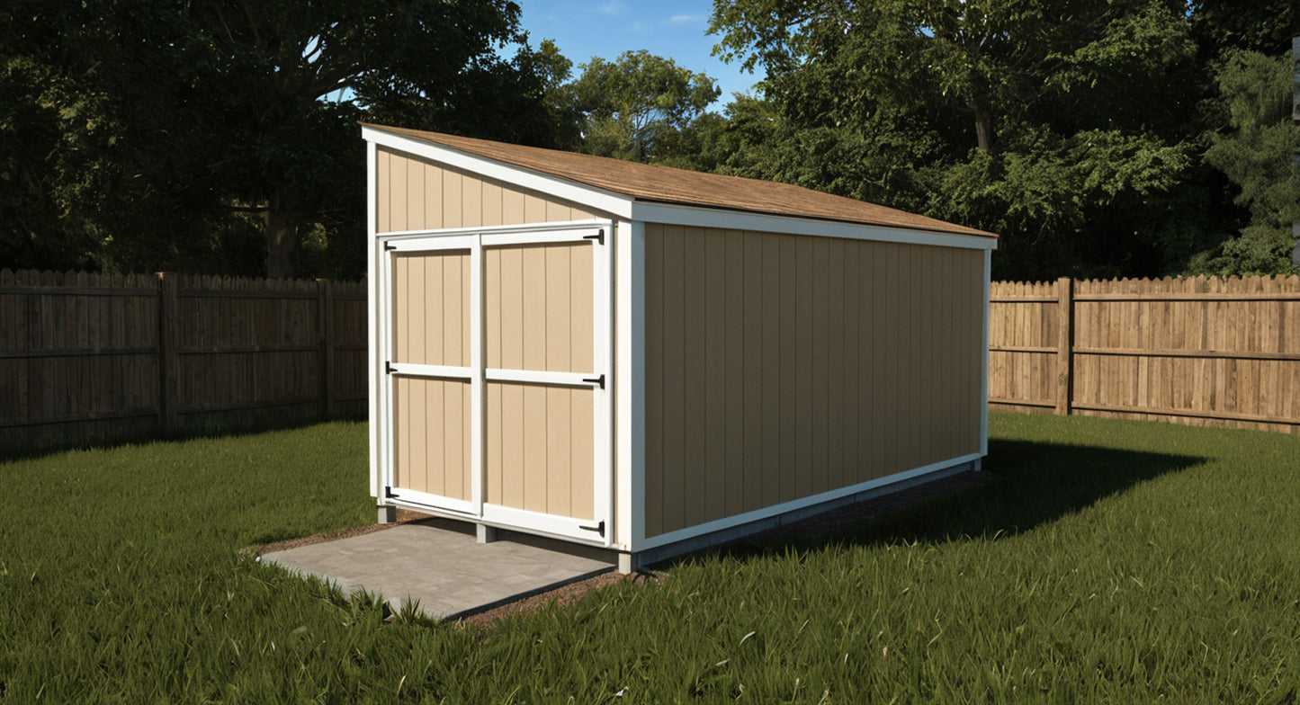 8x16 Lean-To Shed Plans w/ End wall Doors - PDF Download