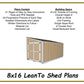 8x16 Lean-To Shed Plans w/ End wall Doors - PDF Download