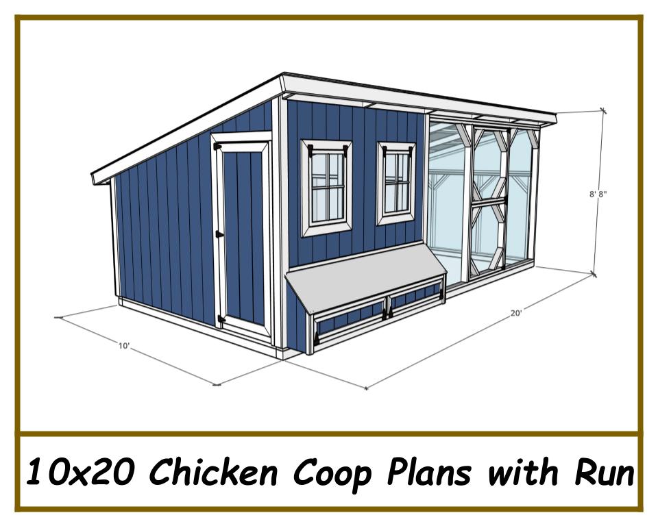 10x20 Chicken Coop Plans with Run-TriCityShedPlans