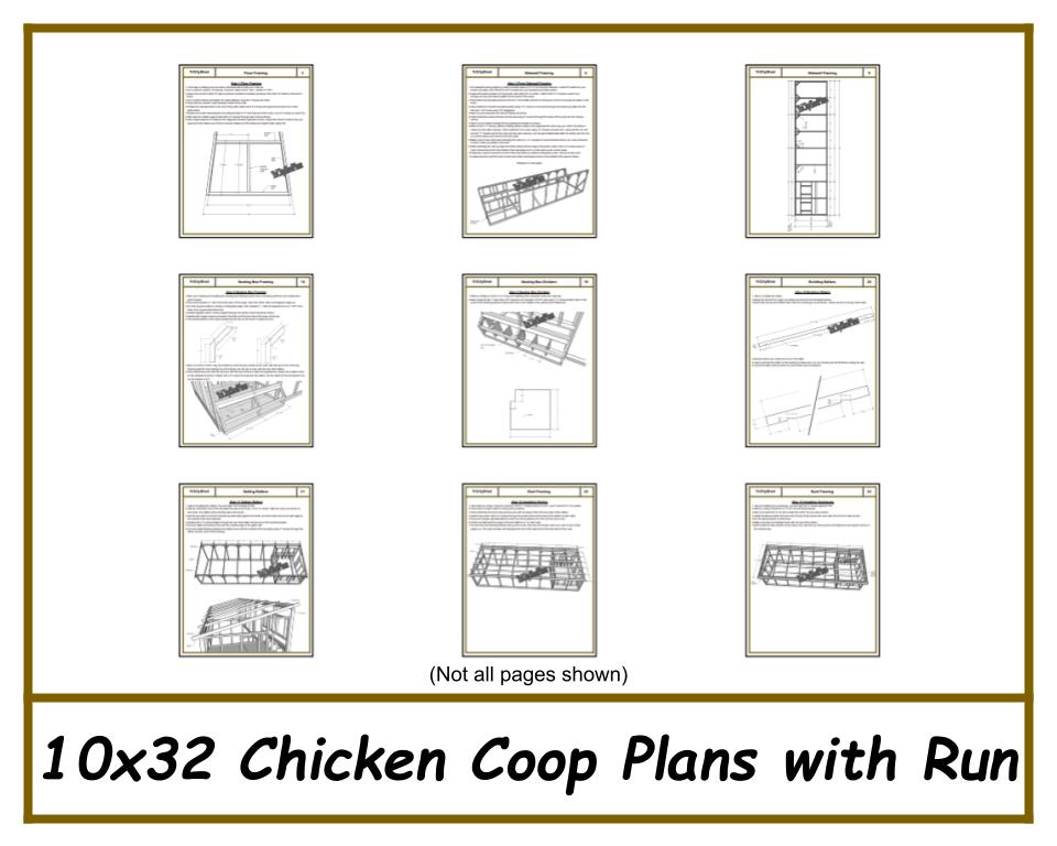10x32 Chicken Coop Plans with Run-TriCityShedPlans