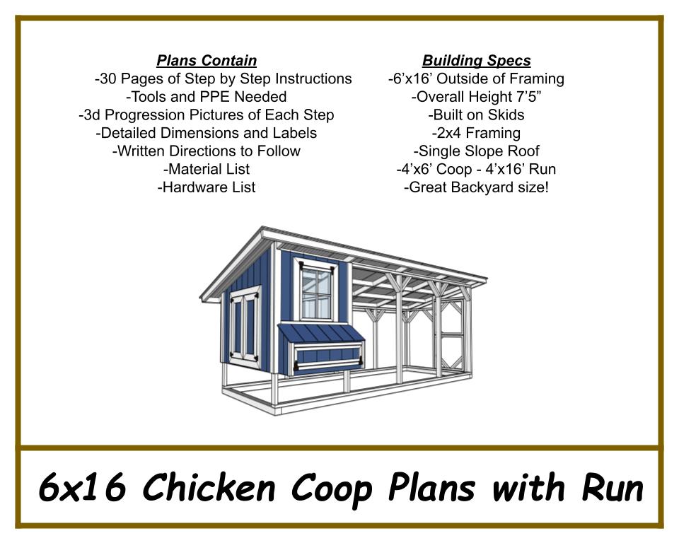 6x16 Chicken Coop Plans W/ Build Video!-TriCityShedPlans