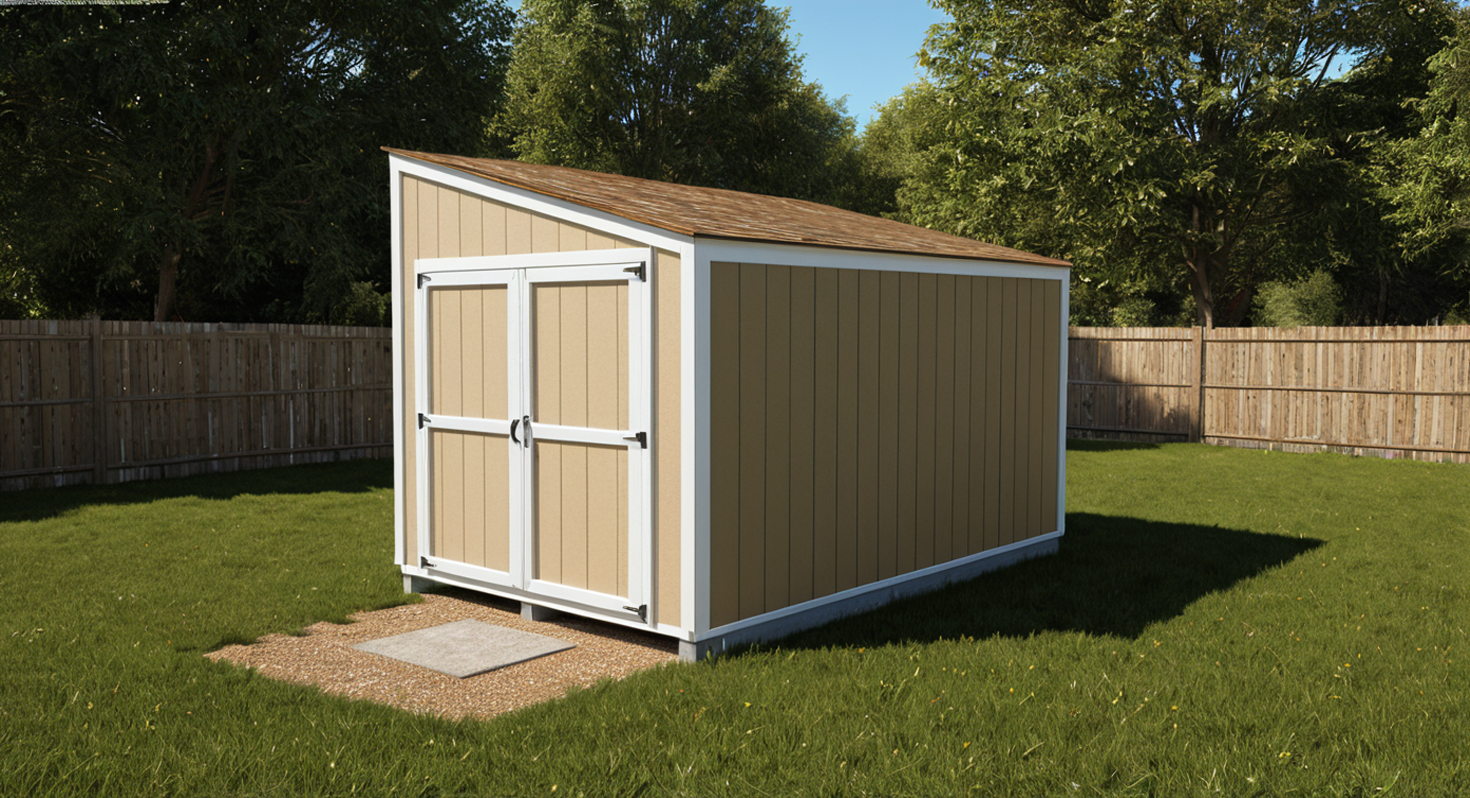 Lean-To Shed Plans 8x12 w/ End wall Doors-TriCityShedPlans