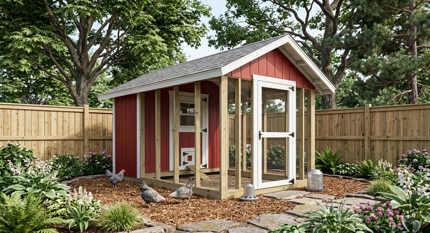 8x12 Chicken Coop Plans w/ Run-TriCityShedPlans