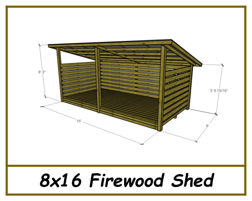 Firewood Shed Plans 8x16 - PDF Download