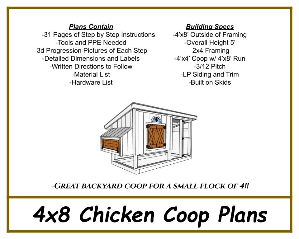 Chicken Coop 4x8 Plans - PDF Download