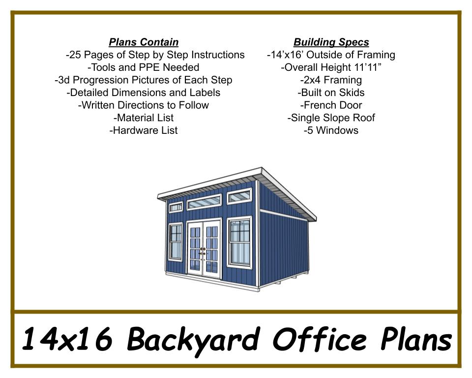 14x16 Backyard Office Plans