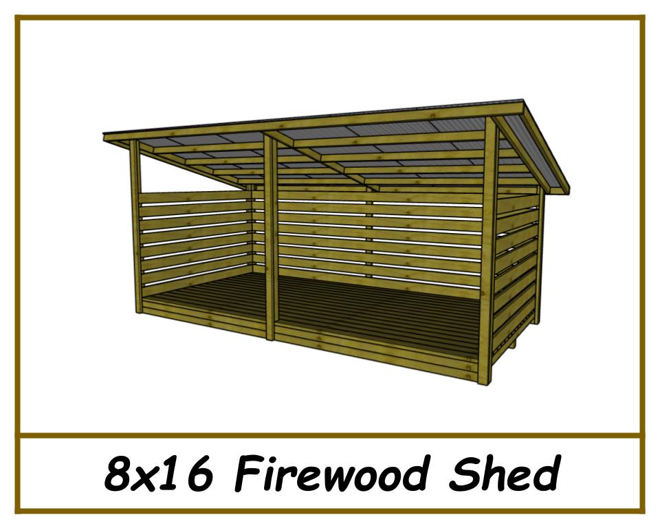 Firewood Shed Plans 8x16 - PDF Download