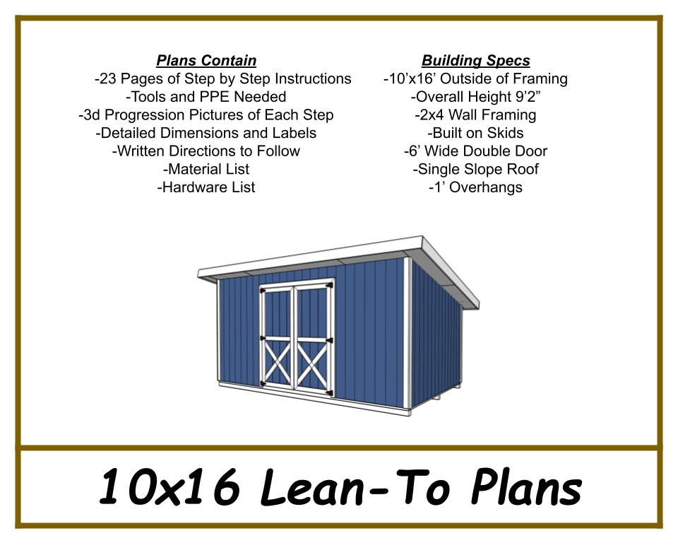 10x16 Lean-To Plans