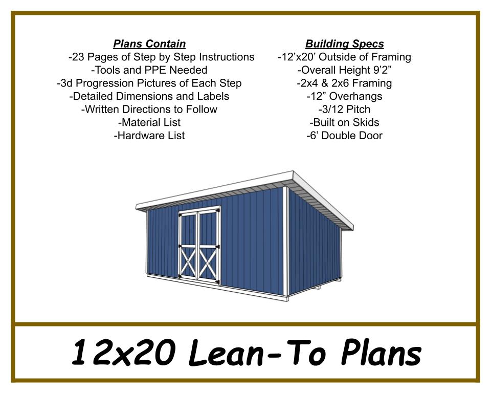 12x20 Lean-To Shed Plans