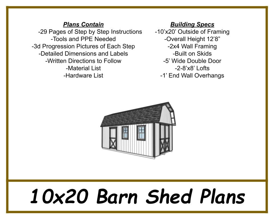 10x20 Barn Shed Plans