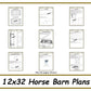 12x32 Horse Barn Plans - 2 Stalls with Storage