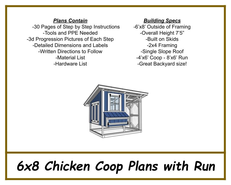6x8 Chicken Coop Plans W/ Build Video! - PDF Download