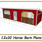 12x32 Horse Barn Plans - 2 Stalls with Storage