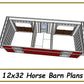12x32 Horse Barn Plans - 2 Stalls with Storage