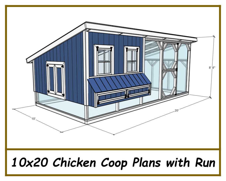 10x20 Chicken Coop Plans with Run