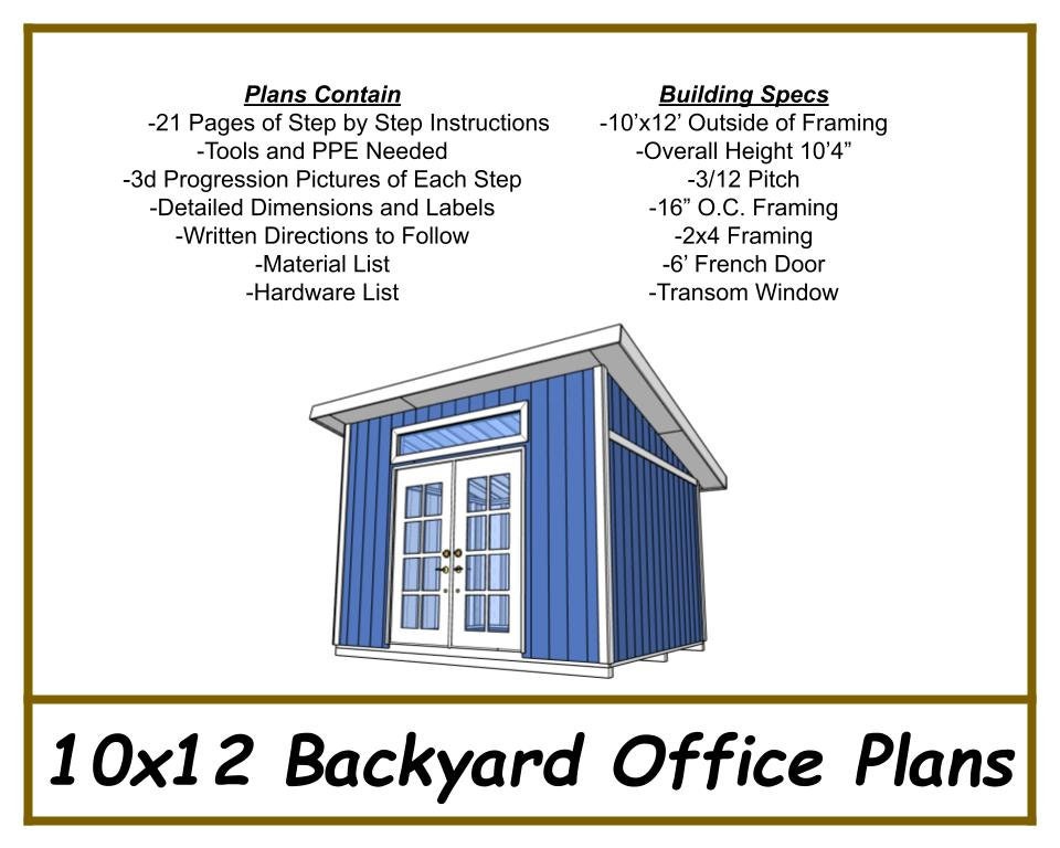 Digital - 10x12 Backyard Office Plans