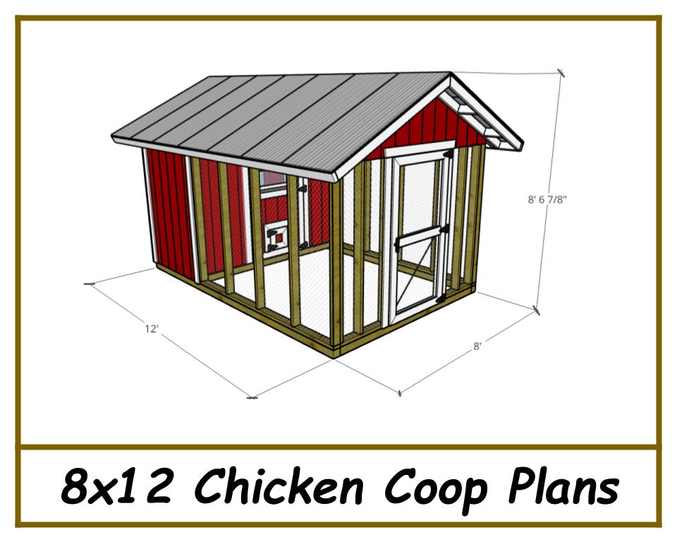 8x12 Chicken Coop Plans w/ Run-TriCityShedPlans