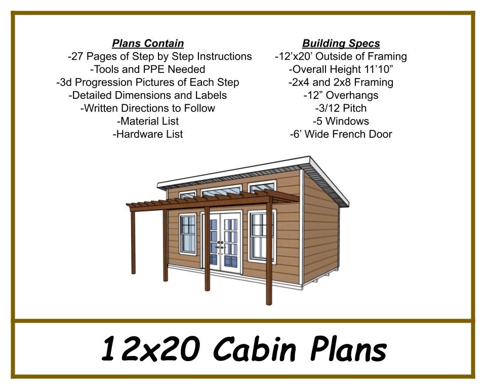 12x20 Lean-To Cabin Plans-TriCityShedPlans
