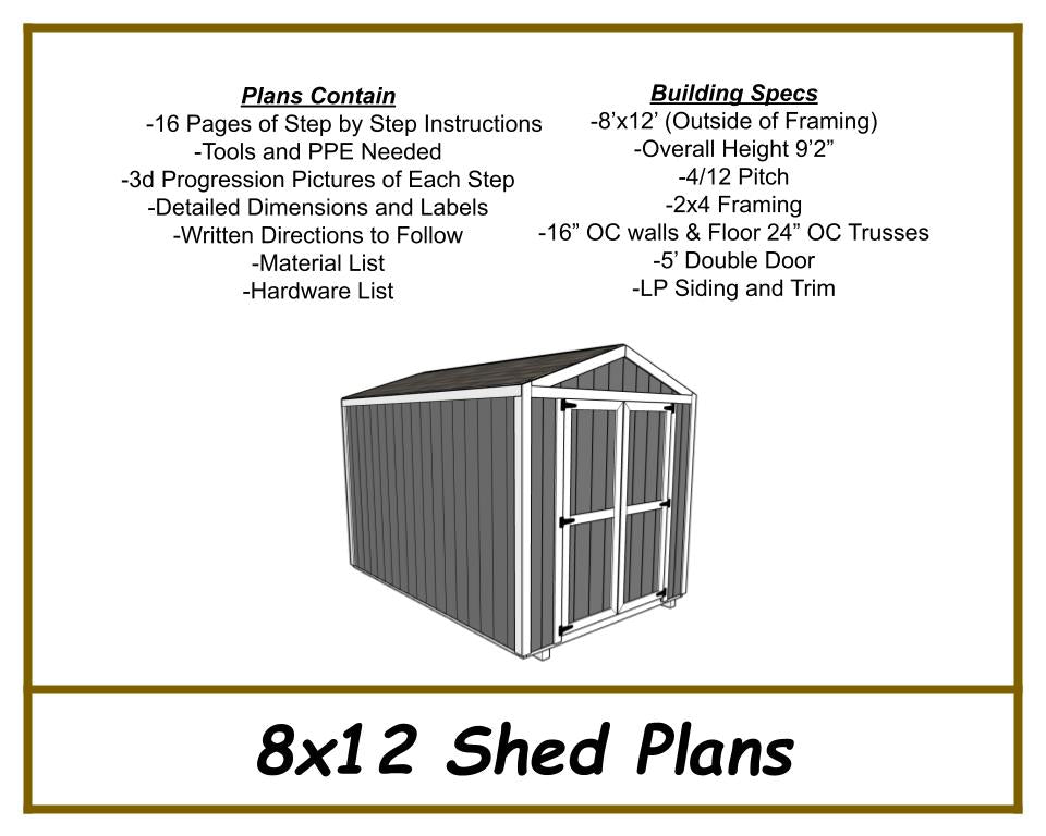 8x12 Storage Shed Plans-TriCityShedPlans