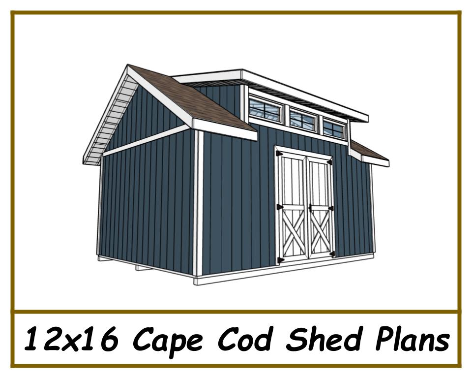 12x16 Cape Cod Shed Plan-TriCityShedPlans