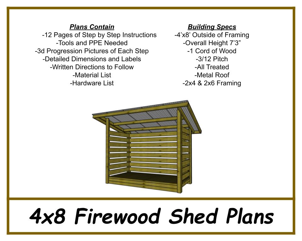 4x8 Firewood Shed Plans-TriCityShedPlans